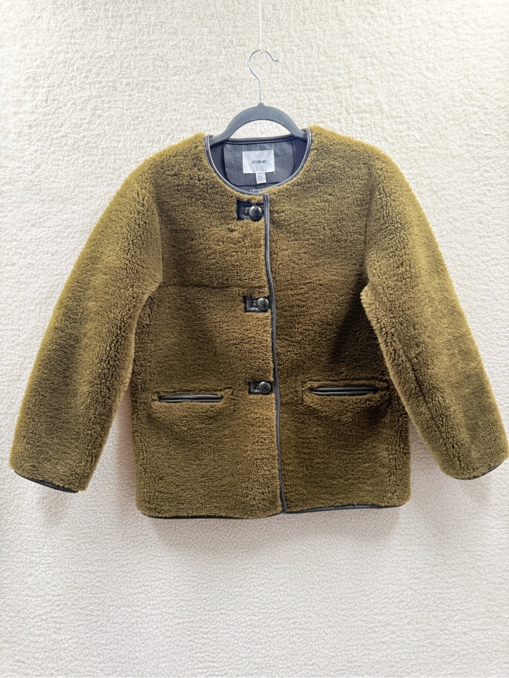 Jason Wu Faux Shearling coat jacket Olive green  Size S NWT